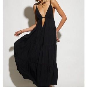 SNDYS. Indigo Black Midi Dress Size 4